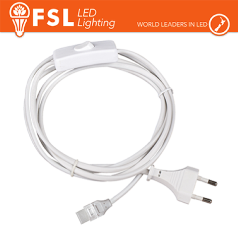 BIANCO CAVO SPINA 1M PER STRISCE LED220V CON INTERRUTTORE