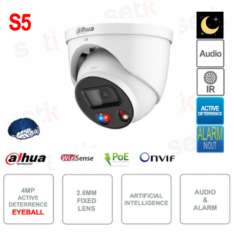 CAMERA IP 4MP AI EYEBALL DUAL LIGHT IR50M IP67 12V POE MICROSD 2.7-13.5