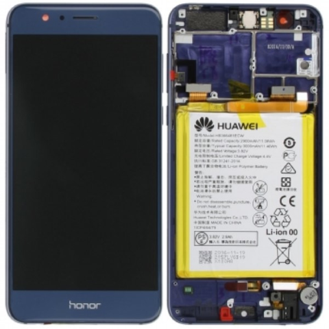 HUAWEI LCD CON FRAME E BATTERIA 02350USN HONOR 8 ORIGINALE BLU