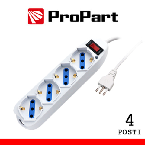ProPart Multipresa 4pos bipasso/schuko espina10A +interr.