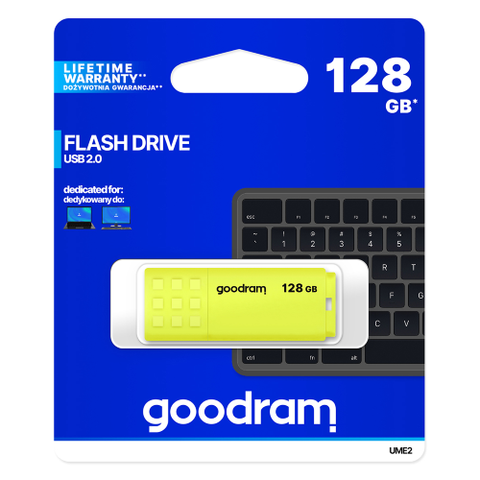 GOODRAM PENDRIVE 128GB UME2 YELLOW USB 2.0 - RETAIL BLISTER - UME2-1280Y0R11