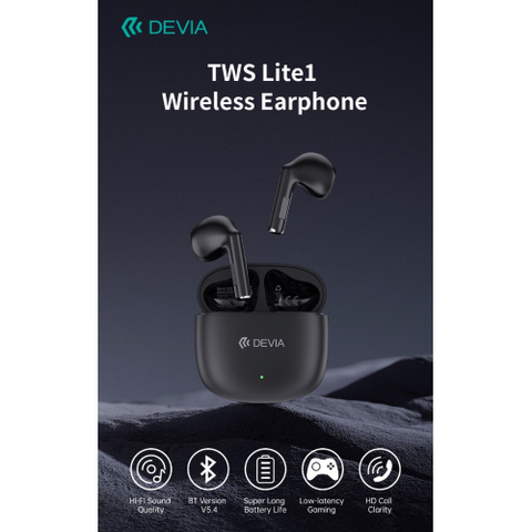 DEVIA AURICOLARI TWS EM404 LITE1 BLUETOOTH 5.4 NERI