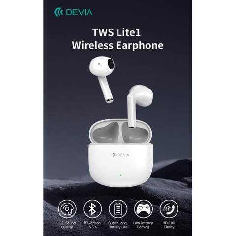 DEVIA AURICOLARI TWS EM404 LITE1 BLUETOOTH 5.4 BIANCHI