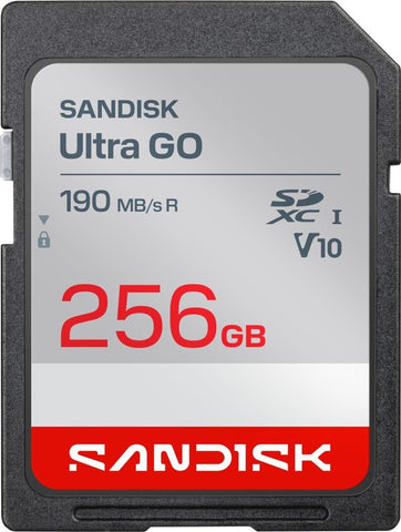 SanDisk Ultra GO SDXC Speicherkarte 256 GB UHS-I bis 190 MB/s Lesen U3 V10