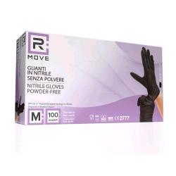 RMOVE GUANTI IN NITRILE TAGLIA M USO MEDICO SENZA POLVERE NERO CONF 100 Pz.