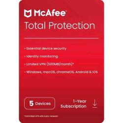 MCAFEE TOTAL PROTECTION 5 DISPOSITIVI 1 ANNO