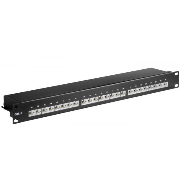 Microconnect PP-014 pezzo di pannello 1U (CAT6 24 port 19 Patch Panel, - STP Shielded, Black - internal connection technology for LSA insulation displacement terminals - Warranty: 300M)