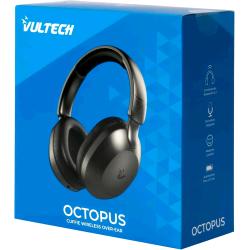 VULTECH OCTOPUS HBT-20BK 2.1 CUFFIE OVER EAR WIRELESS BLUETOOTH 5.3 E AUX CON MICROFONO, CONTROLLO TRACCIA, GESTIONE CHIAMATE, RICARICA USB-C AUTONOMIA 12 ORE, ACCOPPIAMENTO AUTOMATICO ANDROID/IOS NERO
