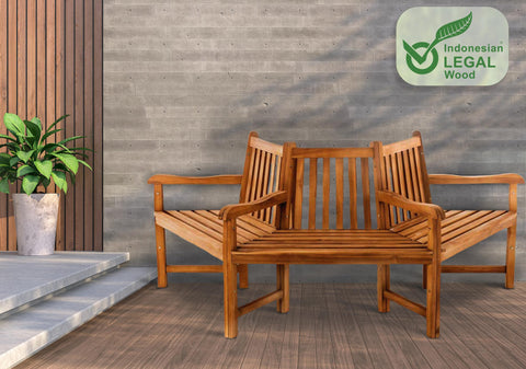 Baumbank Kenna mit Armlehne halbrund 200 cm