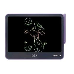 CELLY KIDS COLLECTION LAVAGNA ELETTRONICA PER BAMBINI MULTIFUNZIONALE SCHERMO IMPERMEABILE CANCELLAZIONE ONE TOUCH CON PENNINO VIOLA