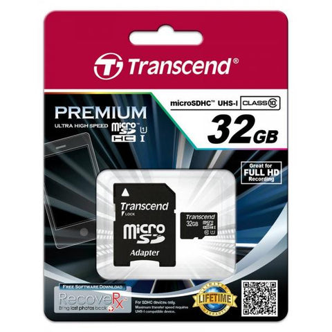 Transcend 32GB microSDHC Class 10 UHS-I memoria flash Classe 10 MLC