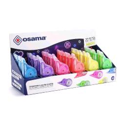 OSAMA ESPOSITORE CORRETTORE A NASTRO DA 20 MT COLORI NEON ASSORTITI CONF 36 Pz.