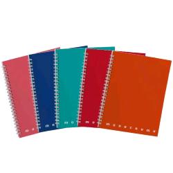 PIGNA MONOCROMO QUADERNO SPIRALATO 70 GR 160X205 mm A5 70 FOGLIA A QUADRETTI 5M COLORI ASSORTITI CONF 5 Pz.