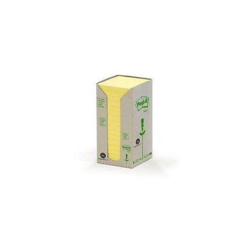 3M POST-IT NOTE 654-1T BLOCCHETTI 100 FOGLI POST-IT IN CARTA RICICLATA 76MMx76MM COLORE GIALLO CONF. 16 Pz.