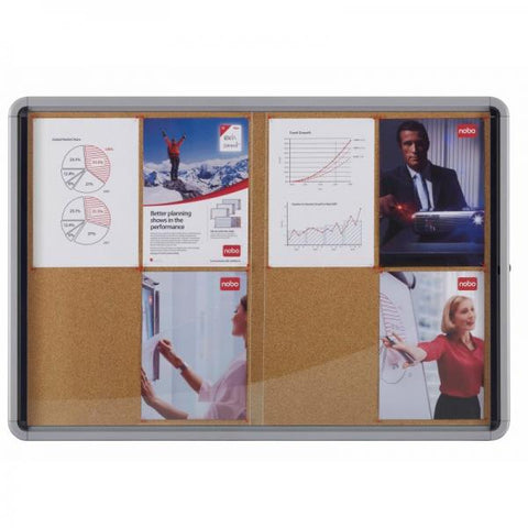 Nobo Bacheca per interni-fondo in sughero 12xA4 anta scorrevole (Nobo 1902574 Premium Plus Cork Lockable Notice Board 12xA4)