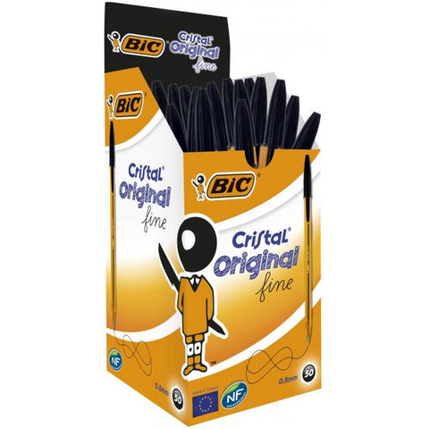 BIC CRISTAL PENNA A SFERA PUNTA FINE COLORE NERO CONF. 50 PZ.