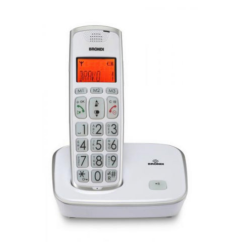 BRONDI BRAVO GOLD 2 TELEFONO CORDLESS TASTI GRANDI CON VIVAVOCE COLORE BIANCO