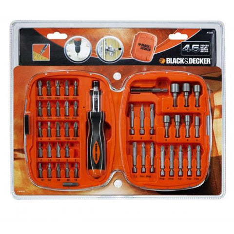 BLACK & DECKER SET PER AVVITARE CON CRICCHETTO 45 PZ.