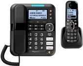 Audioline Amplicomms BigTel 1580 Combo - Mit Schnur/schnurlos - Anrufbeantworter mit Rufnummernanzeige - DECT - Schwarz + zustzliches Handset (ATL1423372)