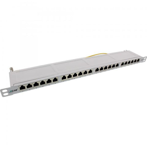 InLine Patch Panel Cat.6A 24-porte, 48,26cm (19"), 0,5HE, grigio chiaro RAL7035