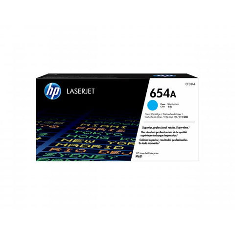 HP 654A TONER CIANO PER COLOR LASERJET ENTERPRISE M651N/COLOR LASERJET M651DN/M651XH GARANZIA ITALIA (CF331A)