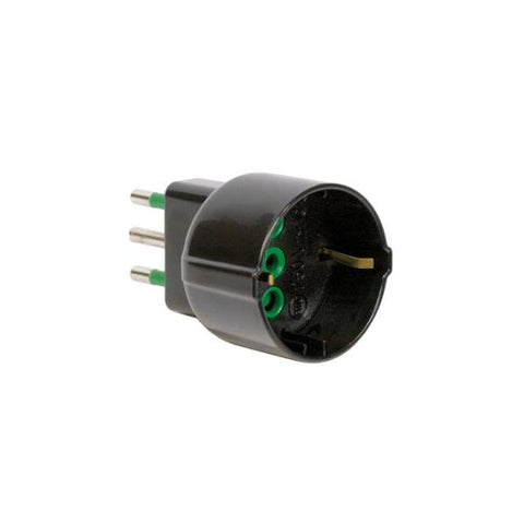 ADATTATORE LINK PRESA TEDESCA BIPOLARE(SHUKO) E SPINA ITALIANA ELETTRICA TRIPOLARE 10 A - NERO - F82121