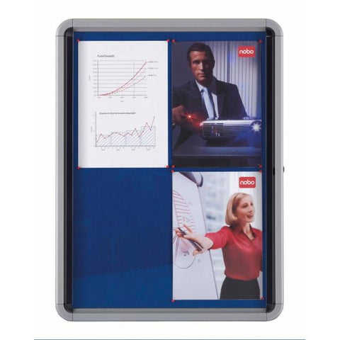 Nobo Bacheca per interni-fondo in tessuto 6xA4 anta a battente (Nobo 1902555 Premium Plus Internal Glazed Case Blue Felt 6 x A4)