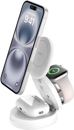 BELKIN BOOSTCHARGE KLAPPBARE MAGNETISC 3-IN-1-LADESTATION MIT QI2 15 W (WIZ034KQWH)