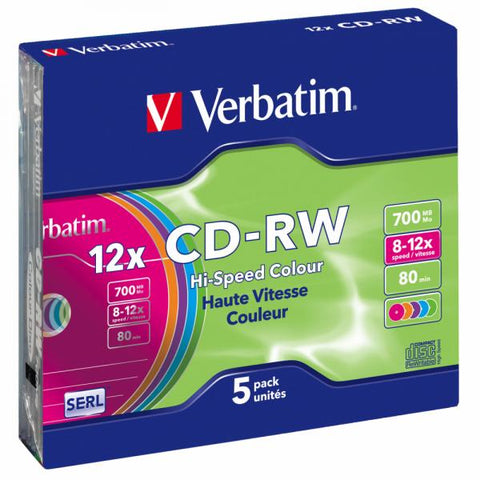 VERBATIM 43167 5 JEWEL CASE CD-RW 12X