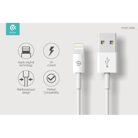 DEVIA CAVO DATI CARICA LIGHTNING IPHONE E IPAD IOS 1 METRO BIANCO