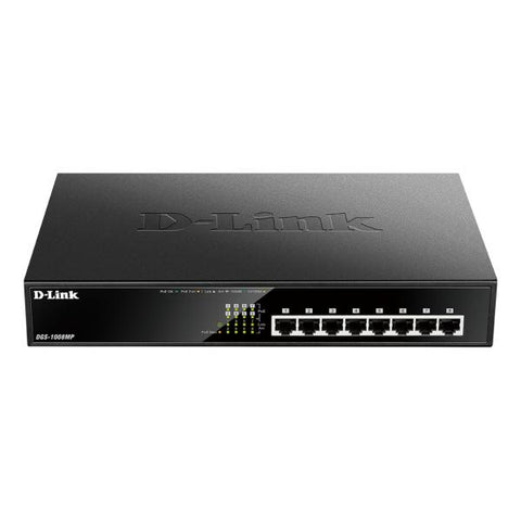 D-LINK DGS-1008MP SWITCH NON GESTITO 8 PORTE GIGABIT ETHERNET 10/100/1000 RJ-45 FULL DUPLEX PoE (140 W) MONTABILE SU RACK
