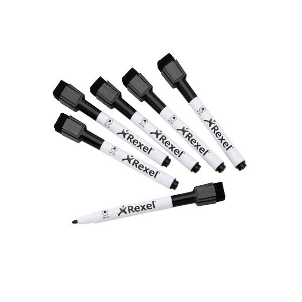 REXEL PENNARELLO MAGNETICO PER LAVAGNA NERO PUNTA CONICA CONF 6 Pz.