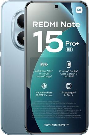 Xiaomi Redmi Note 15 Pro+ 5G 256 GB glacier blue 8 GB RAM Smartphone
