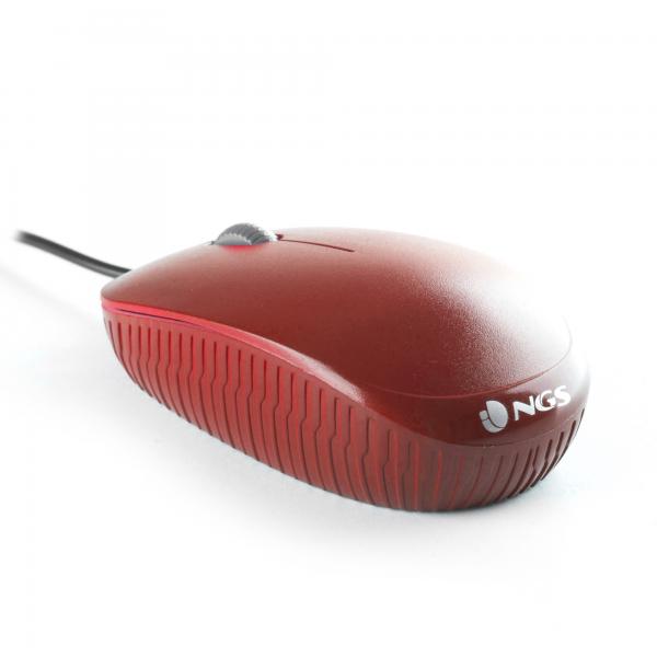 NGS Flame, Mano destra, Ottico, USB tipo A, 1000 DPI, Rosso