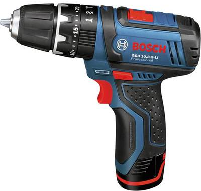 Bosch GSB 12V-15 Professional - Bohrhammer/Treiber - schnurlos - 2 Geschwindigkeiten - Bohrfutterschlssel 10 mm - 30 Nm - 2 Akkus - 12 V (06019B690H)