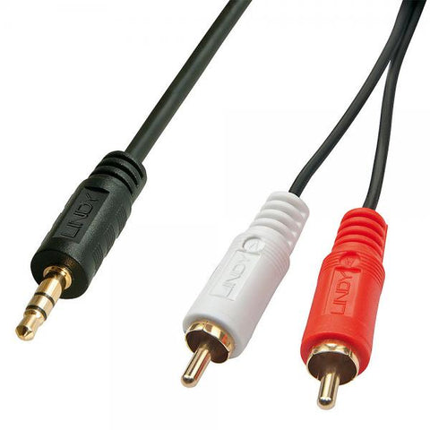 LINDY CAVO AUDIO STEREO DA 2 x RCA MASCHIO A 3.5mm MASCHIO 5 MT NERO