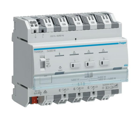 Hager TXA663A Attuatore dimmer DIN montato su guida 3 canali
