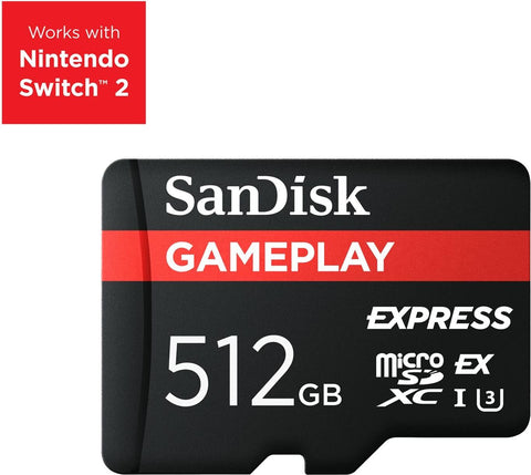SanDisk Express microSD card Gameplay 512GB PCIE 3.1 / NVME / 880MB/s read / 650MB/s write (SDSQXFN-512G-GN6GN)