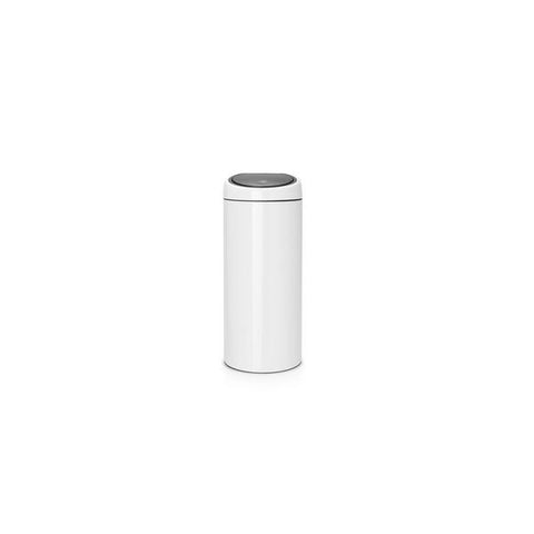 Brabantia Touch Bin, 30L Rotondo Plastica, Acciaio inossidabile Bianco