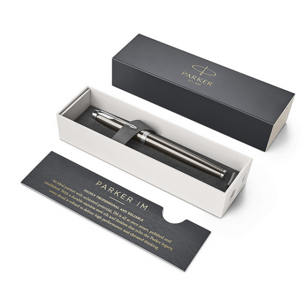 PARKER IM PENNA ROLLER INCHIOSTRO NERO PUNTA FINE IN SCATOLA REGALO COLORE MARRONE/SILVER