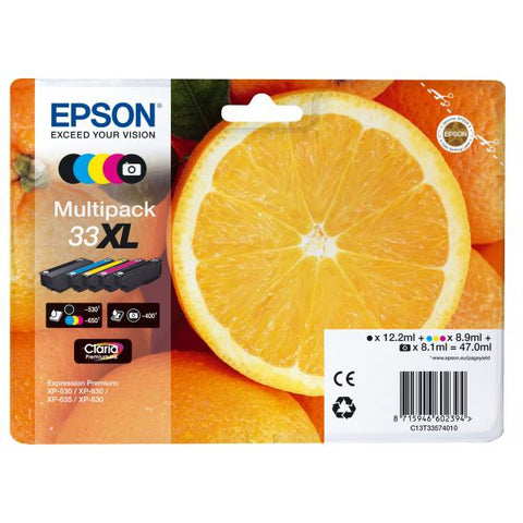 Epson Oranges Multipack 5-colours 33XL Claria Premium Ink (Epson 33XL Multipack - 5 pakker - XL -)
