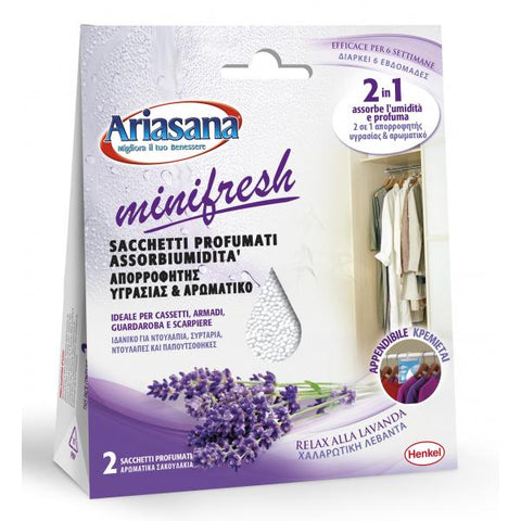 ARIASANA MINIFRESH ASSORBIUMIDITA PER ARMADI SACCHETTI DA 50 GR LAVANDA CONF 2 Pz.