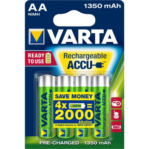 VARTA BATTERIA STILO AA 1.350 mAh RICARICABILE BLISTER 4 Pz.