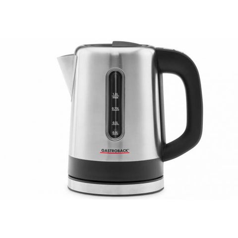 Gastroback Design Mini bollitore elettrico 1 L 2200 W Nero, Acciaio inossidabile