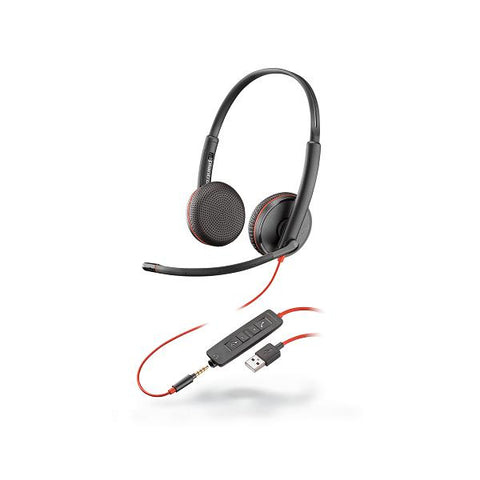 POLY Blackwire 3225 Cuffia Padiglione auricolare Connettore 3.5 mm USB tipo A Nero