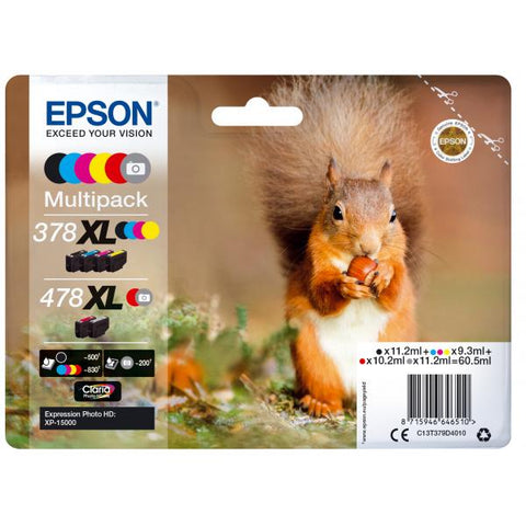 EPSON MULTIPACK 378 XL CARTUCCE INK NERO + CIANO + CIANO CHIARO + MAGENTA + MAGENTA CHIARO + GIALLO + 478 XL NERO