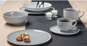 Ritzenhoff & Breker Speiseteller tief "SKAGEN STONE", 215 mm aus Porzellan, splmaschinenfest, Durchmesser: 215 mm - 6 Stck (420210)