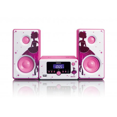 Lenco MC-020 Home audio mini system 10W Rosa, Bianco