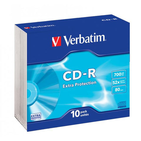 VERBATIM 43415 CD-R EXTRA PROTECTION SLIM CASE CONFEZIONE 10 CD (43415/10)