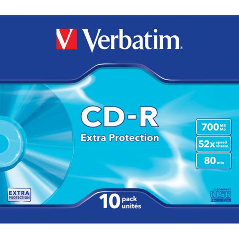 VERBATIM 43415 CD-R EXTRA PROTECTION SLIM CASE CONFEZIONE 10 CD (43415/10)